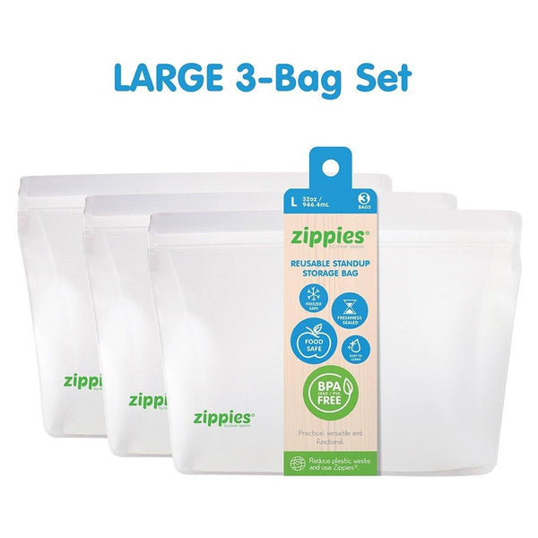 Zippies Small Reusable Stand Up Bags (Pack of 3) - White - Neat Street Philippines