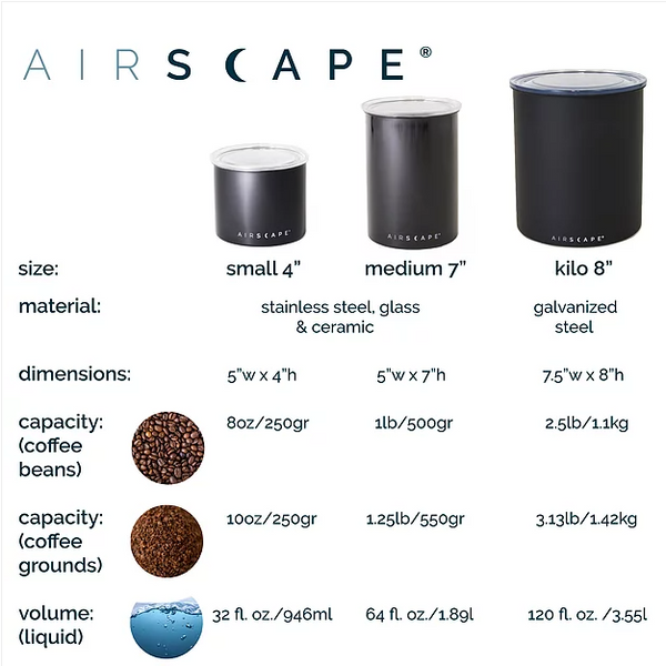 Airscape Vacuum Airtight Canister 4" 250g (Matte Black) - Neat Street Philippines