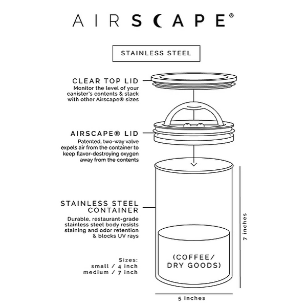 Airscape Vacuum Airtight Canister 7" 500g (Matte Black) - Neat Street Philippines