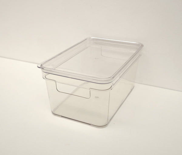 Clear Stax Basket with Lid - Clear Transparent Multipurpose Storage Storage Basket