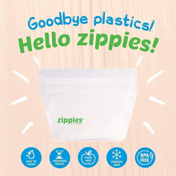 Zippies Small Reusable Stand Up Bags (Pack of 3) - White - Neat Street Philippines