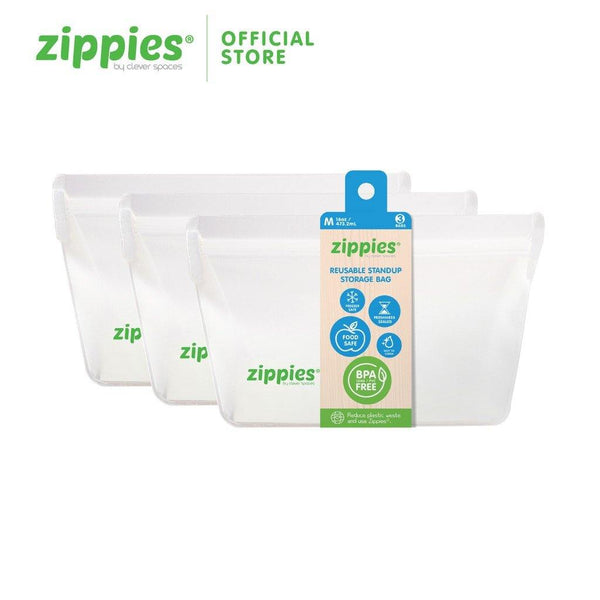 Zippies Reusable Stand Up Bags Sampler (Pack of 3) - White - Neat Street Philippines