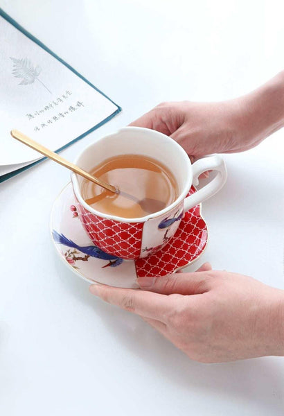 Songbird Cup and Saucer Set (Red and Blue) - Neat Street Philippines
