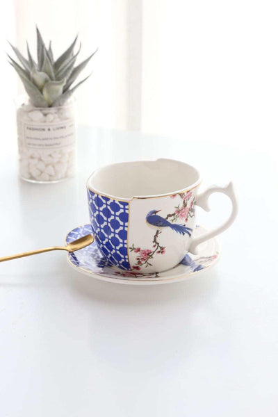 Songbird Cup and Saucer Set (Red and Blue) - Neat Street Philippines