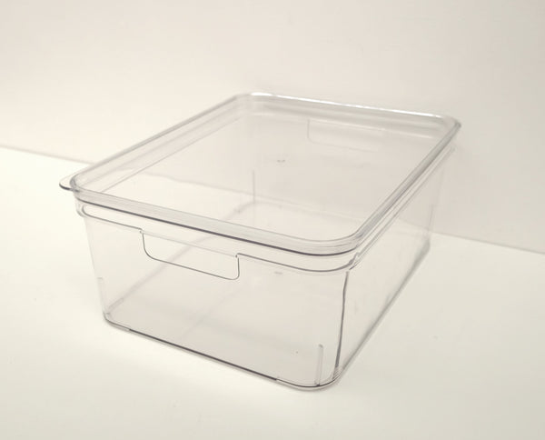 Clear Stax Basket with Lid - Clear Transparent Multipurpose Storage Storage Basket
