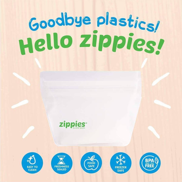 Zippies Large Reusable Stand Up Bags (Pack of 3) - White - Neat Street Philippines