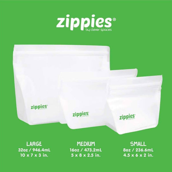 Zippies Large Reusable Stand Up Bags (Pack of 3) - White - Neat Street Philippines